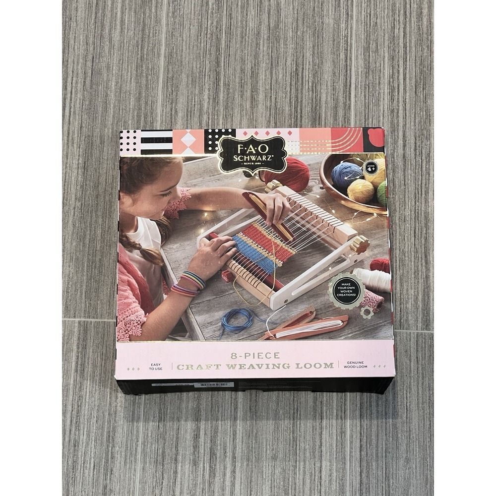FAO Schwarz 8-Piece Craft Weaving Loom Kit‎ Genuine Wood Loom Kids Crafting NIB